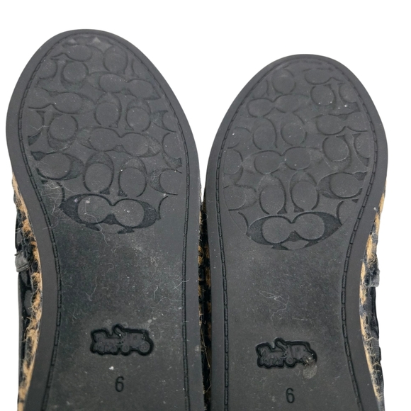 Coach Women 6B Cleo Black Logo Round Leather Cap Toe Mesh Slip-On‎ Espadrilles - Picture 13 of 15